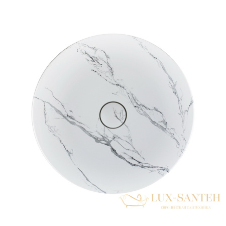 раковина накладная aet elite round.d.45 см., без отверстия под смеситель, цвет белый матовый с эффектом мрамора l615t0r0v0481